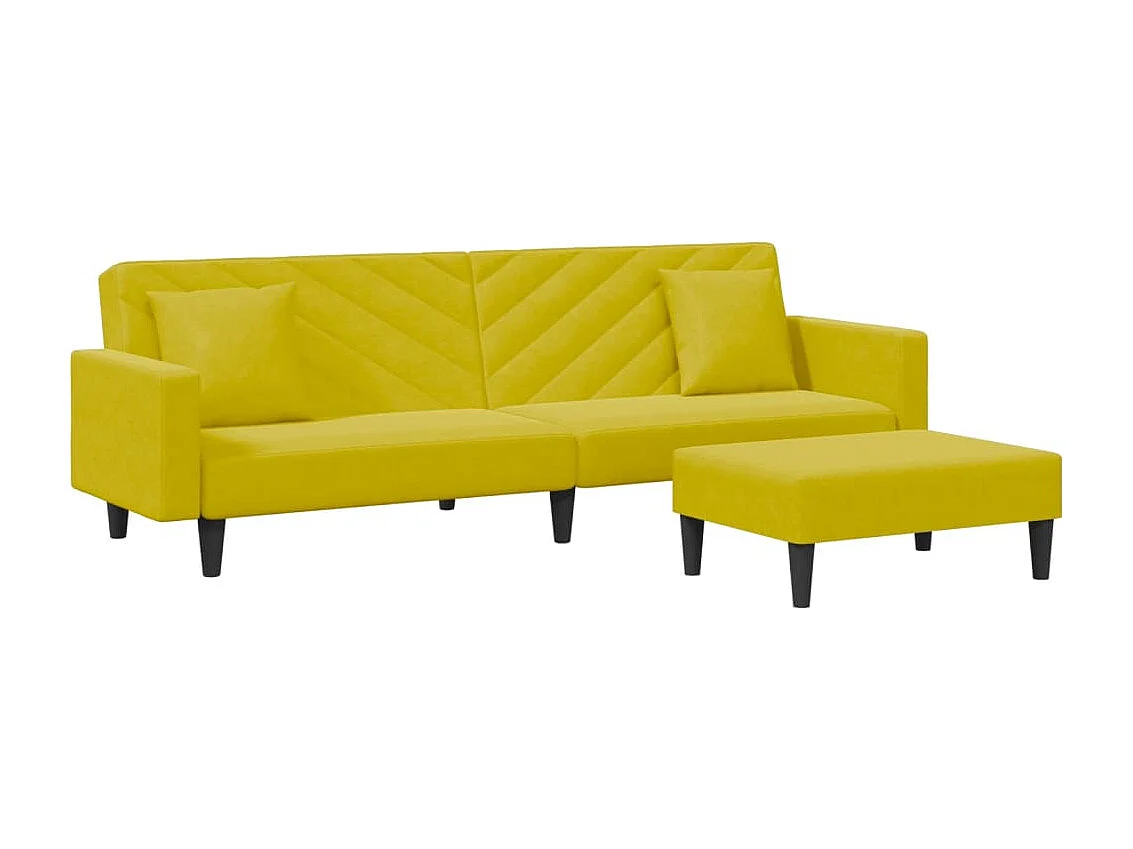 Ensemble de canapés 2 pcs avec coussins jaune velours FR14993