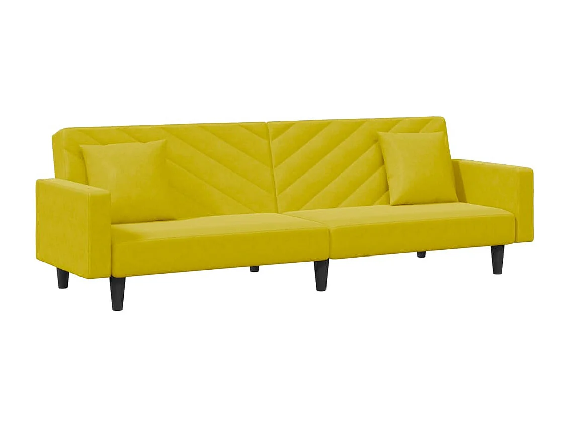 Ensemble de canapés 2 pcs avec coussins jaune velours FR14993