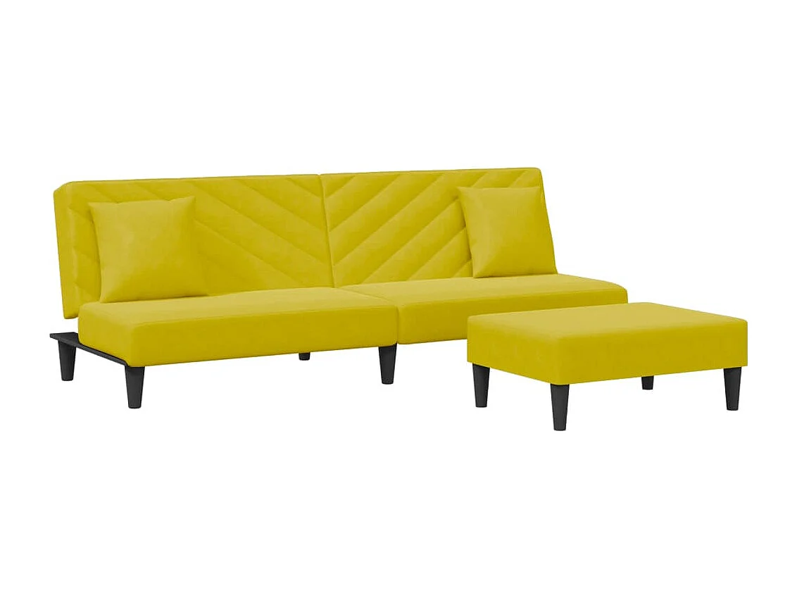 2 pcs conjunto de sofás com almofadas veludo amarelo PT680451