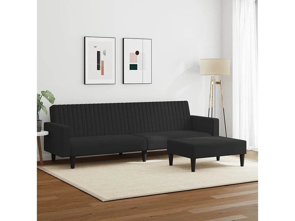 2 pcs conjunto de sofás veludo preto PT987124