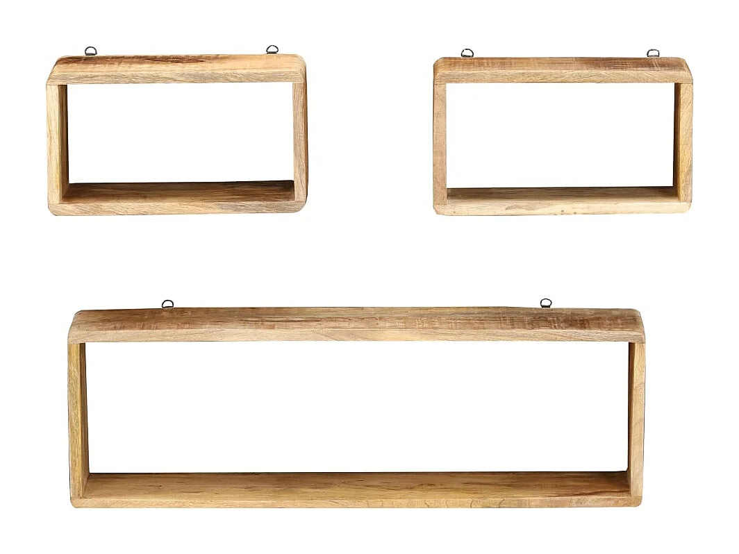 Juego de estantes cubo de pared 3 piezas madera maciza de mango ES861432