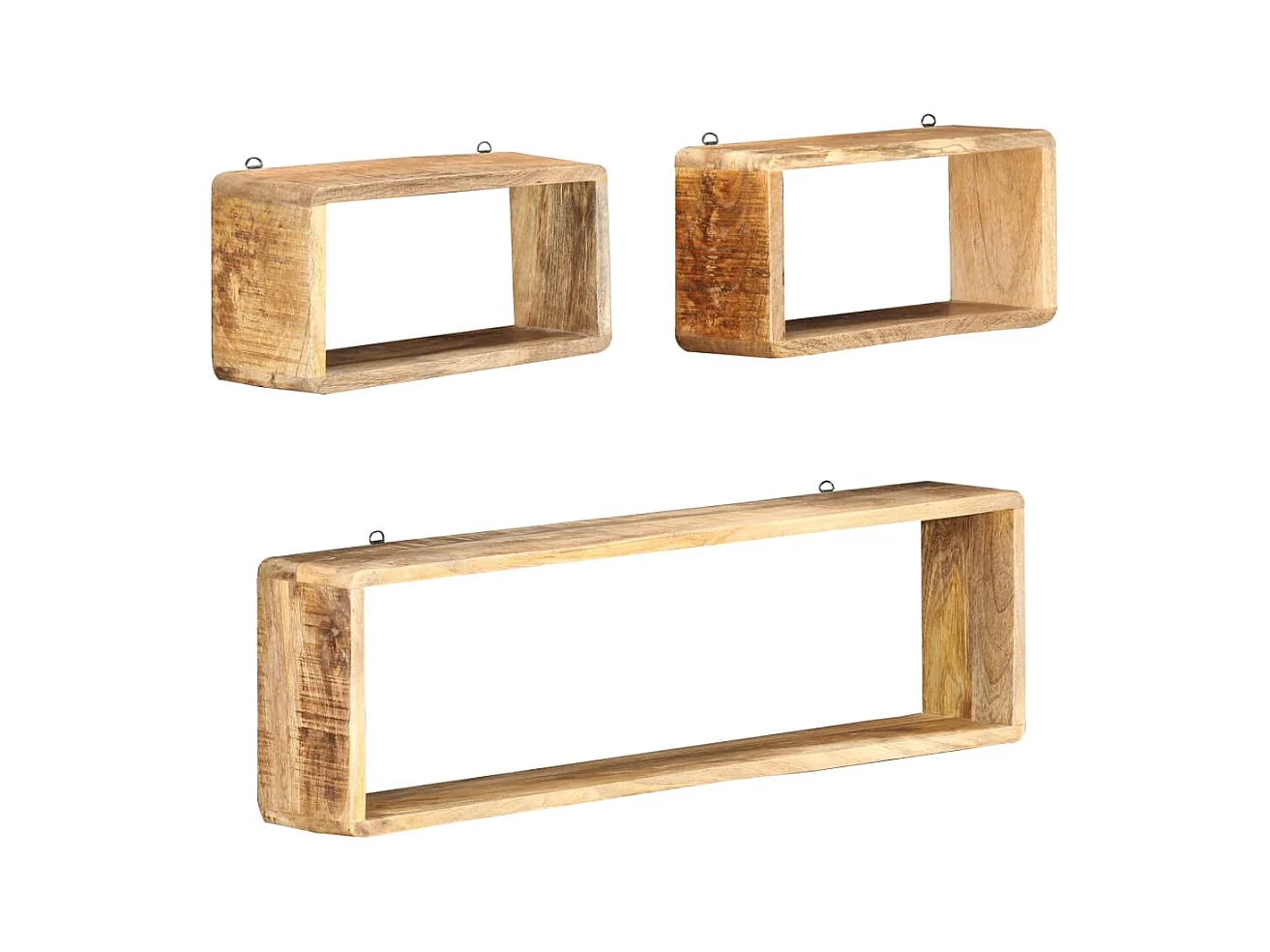 Lot de 3 Étagères cube bois solide de manguier FR12562