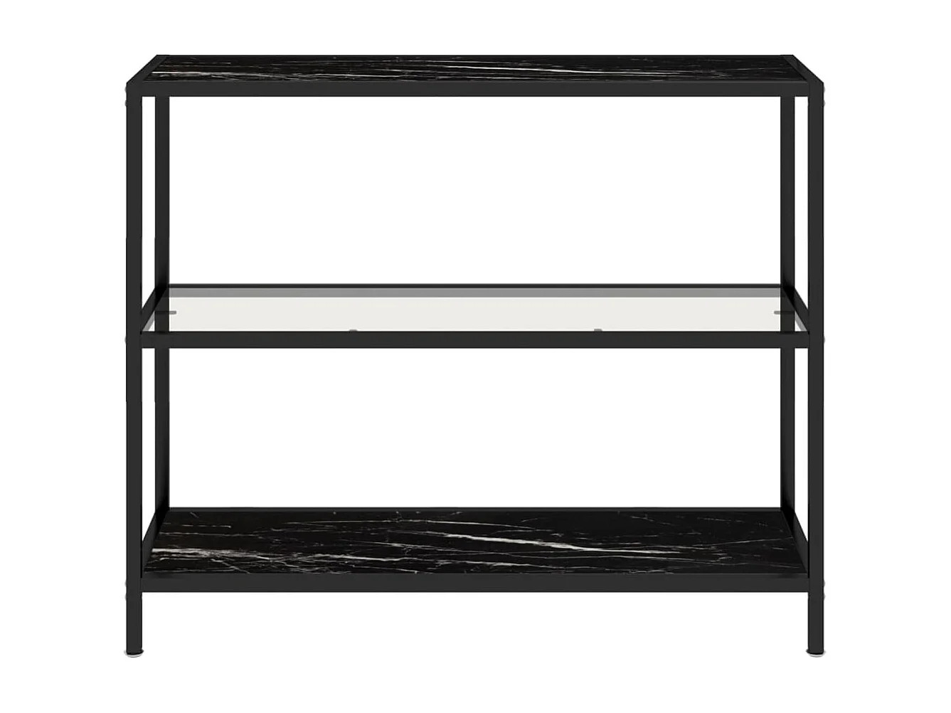 Schap 100x36x90 cm gehard glas transparant zwartmarmerkleurig BE675029