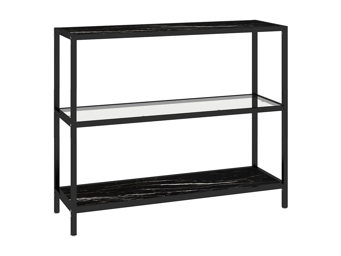 Schap 100x36x90 cm gehard glas transparant zwartmarmerkleurig BE675029