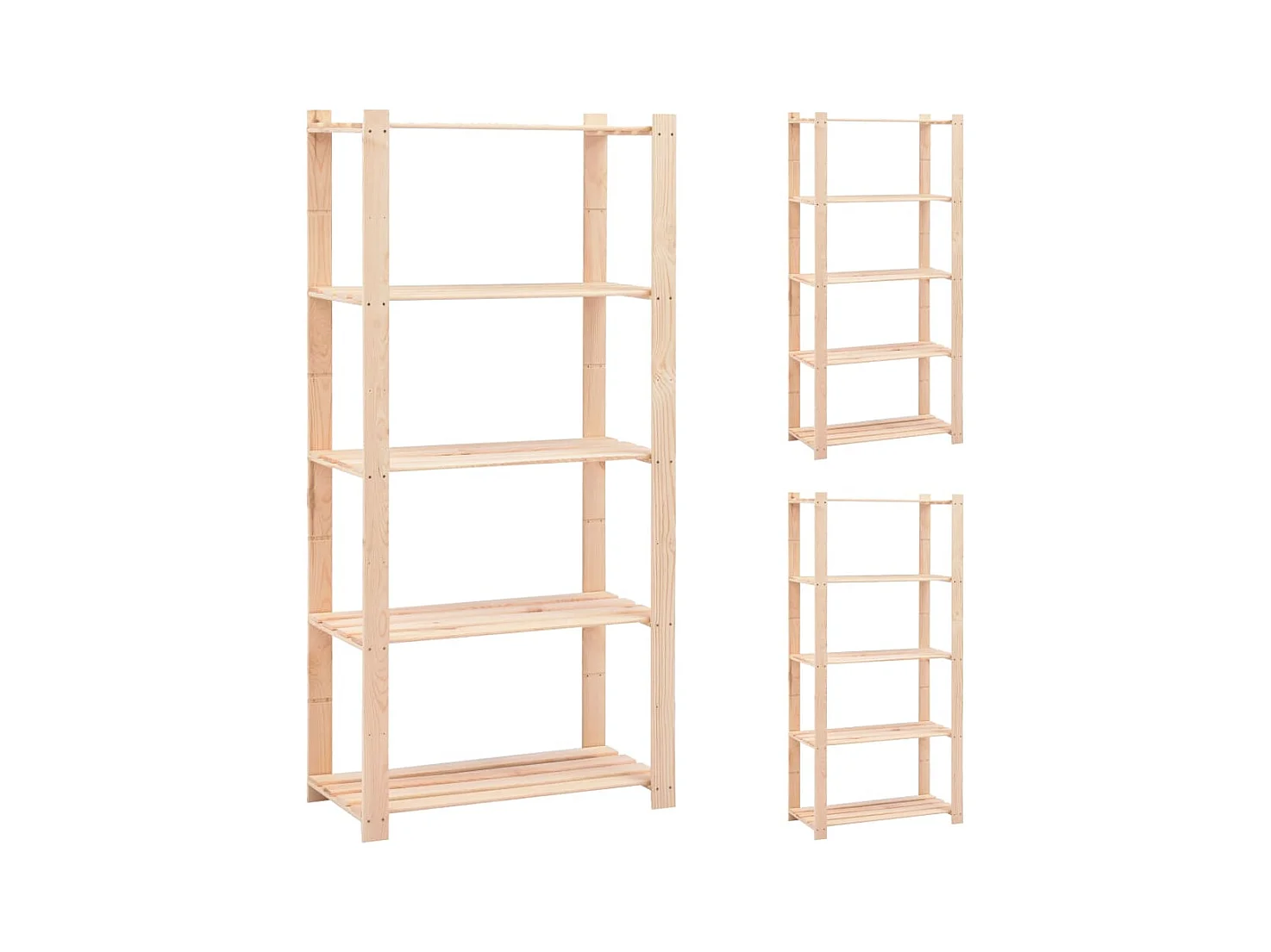 Lot de 3 Étagères de rangement à 5 niveaux 80x38x170 cm Pin 250 kg FR23557