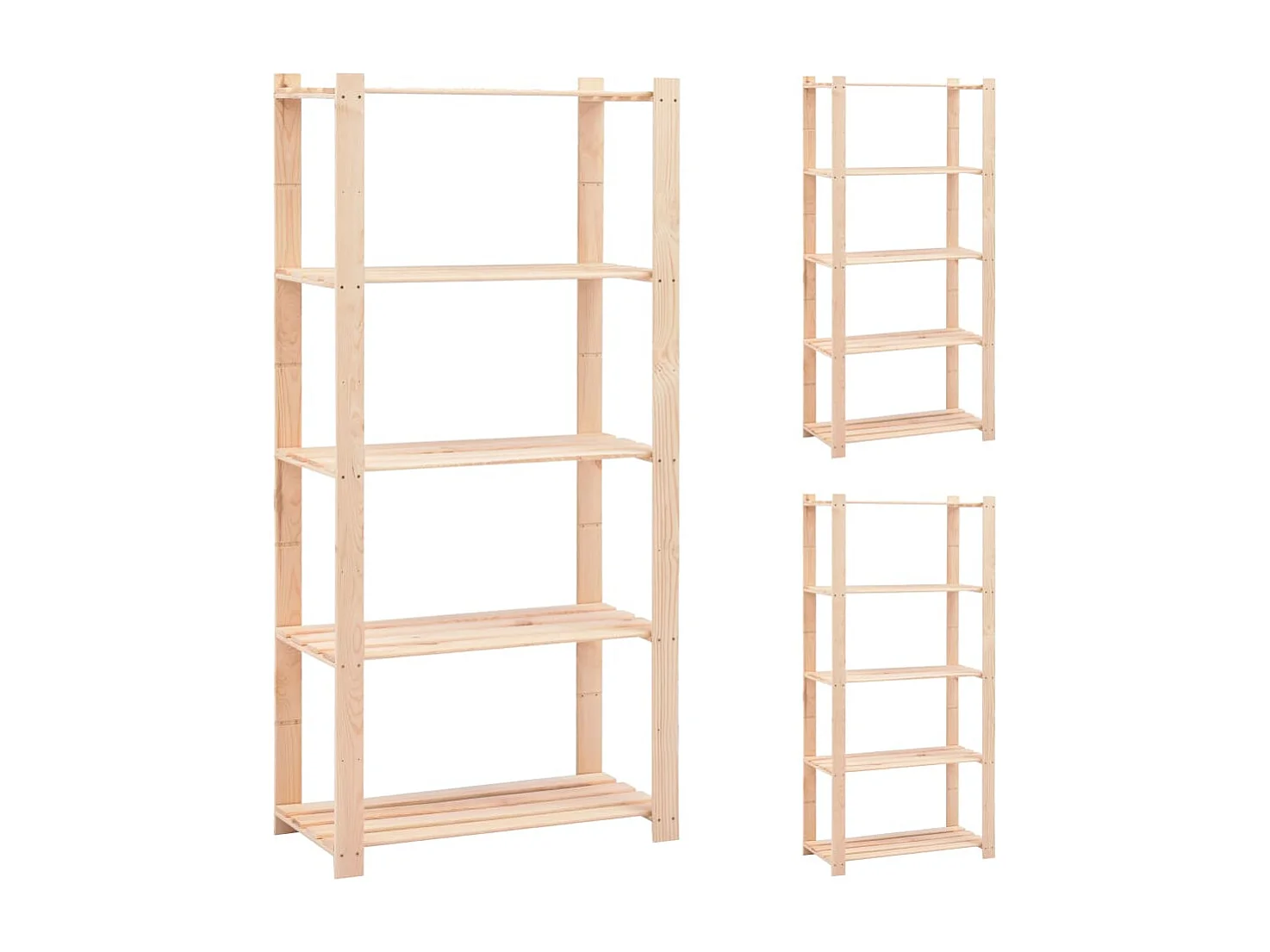 Lot de 3 Étagères de rangement à 5 niveaux 80x38x170 cm Pin 250 kg FR23557