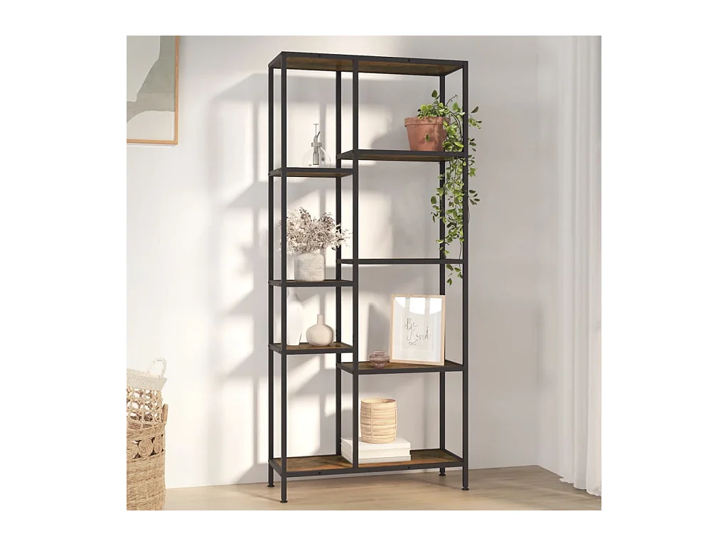 Étagère à livres 80x30x180 cm Acier et bois d'ingénierie FR24027