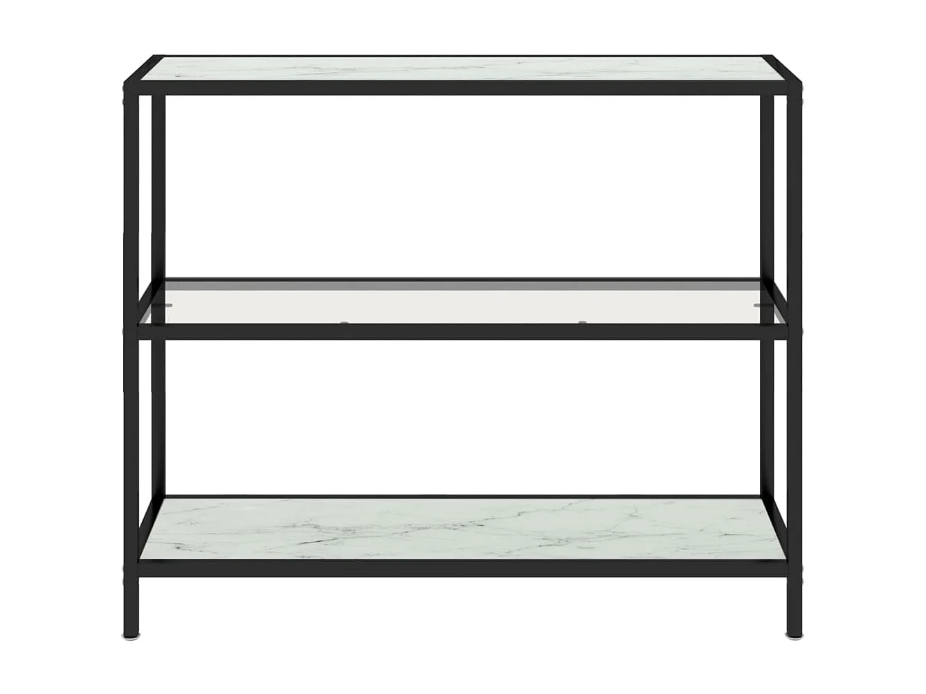 Schap 100x36x90 cm gehard glas transparant en witmarmerkleurig BE230683