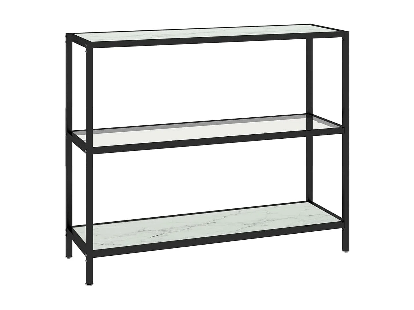 Étagère transparent et marbre blanc 100x36x90 cm verre trempé FR30556