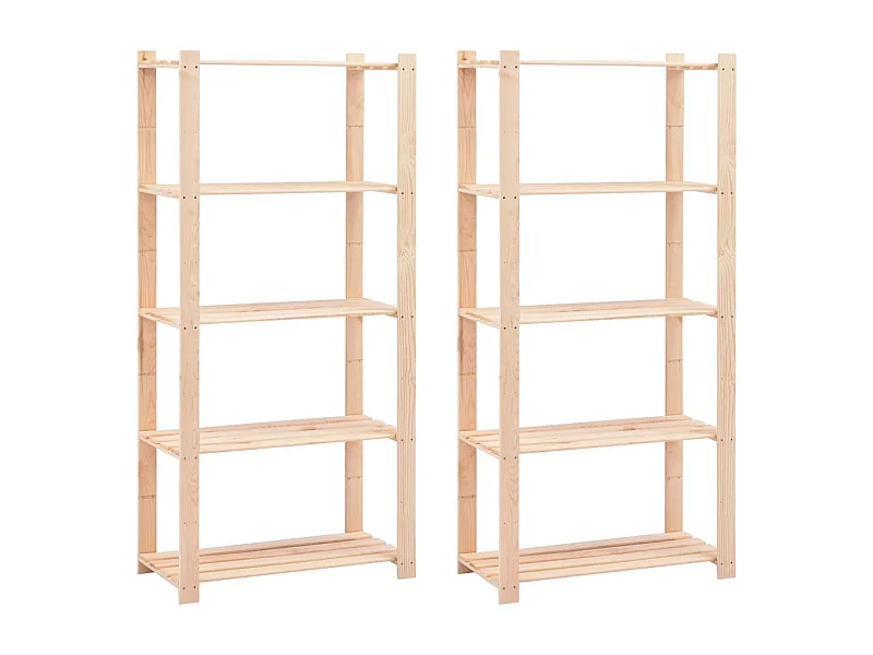 Lot de 2 Étagères de stockage 5 niveaux 80x38x170 cm Pin 250 kg FR22798