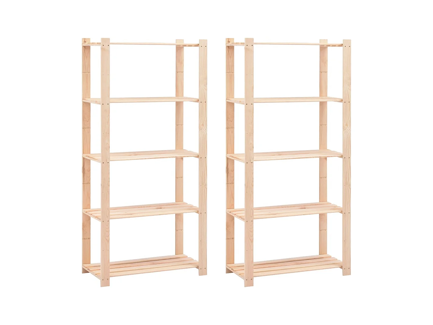 Lot de 2 Étagères de stockage 5 niveaux 80x38x170 cm Pin 250 kg FR22798