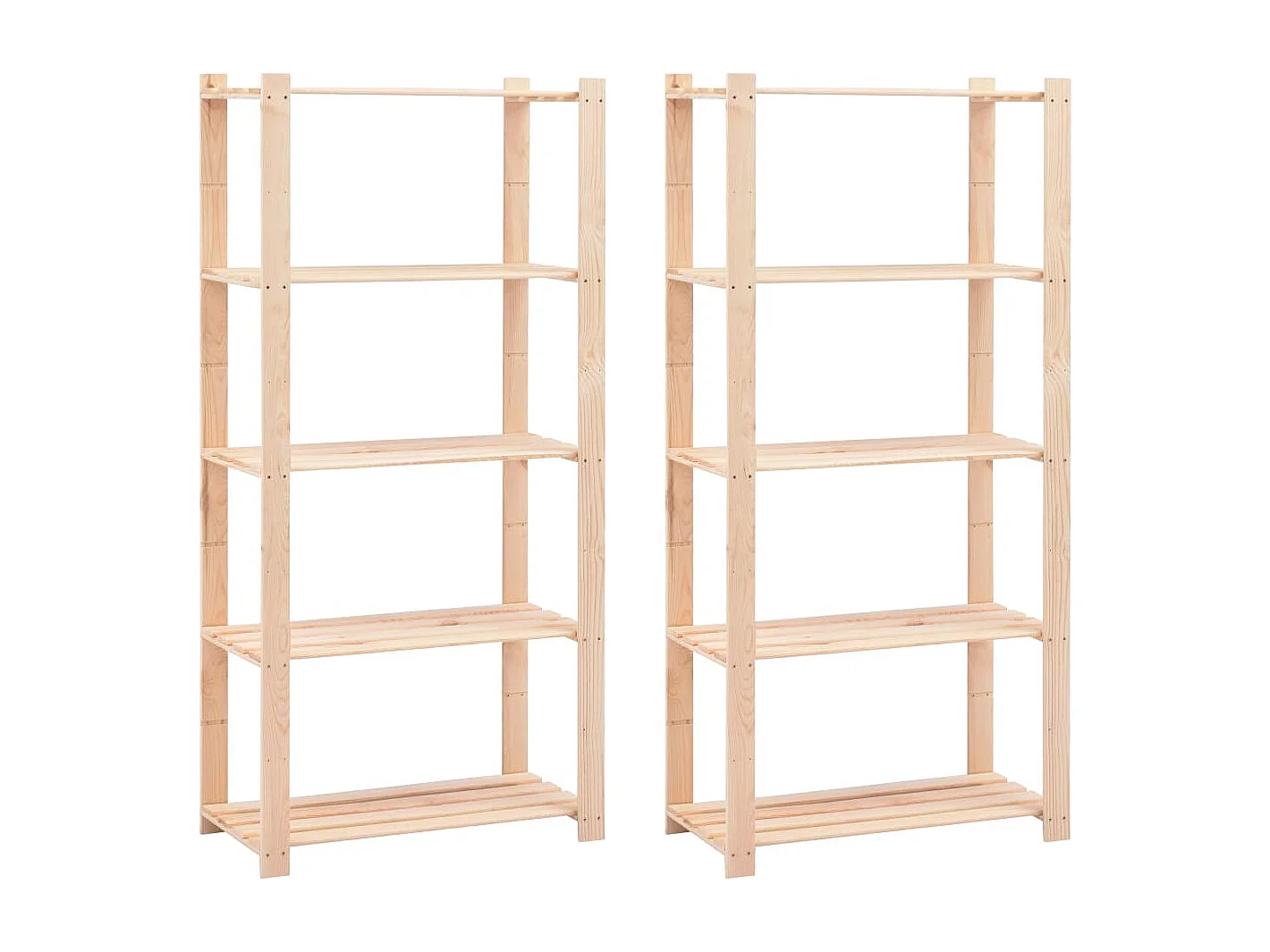 Lot de 2 Étagères de stockage 5 niveaux 80x38x170 cm Pin 250 kg FR22798