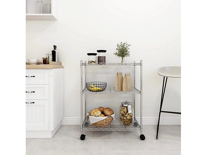Table/étagère Sur Roulettes Avec Plateau Carrelage - 88 Cm - Fabriqué Main Espagne