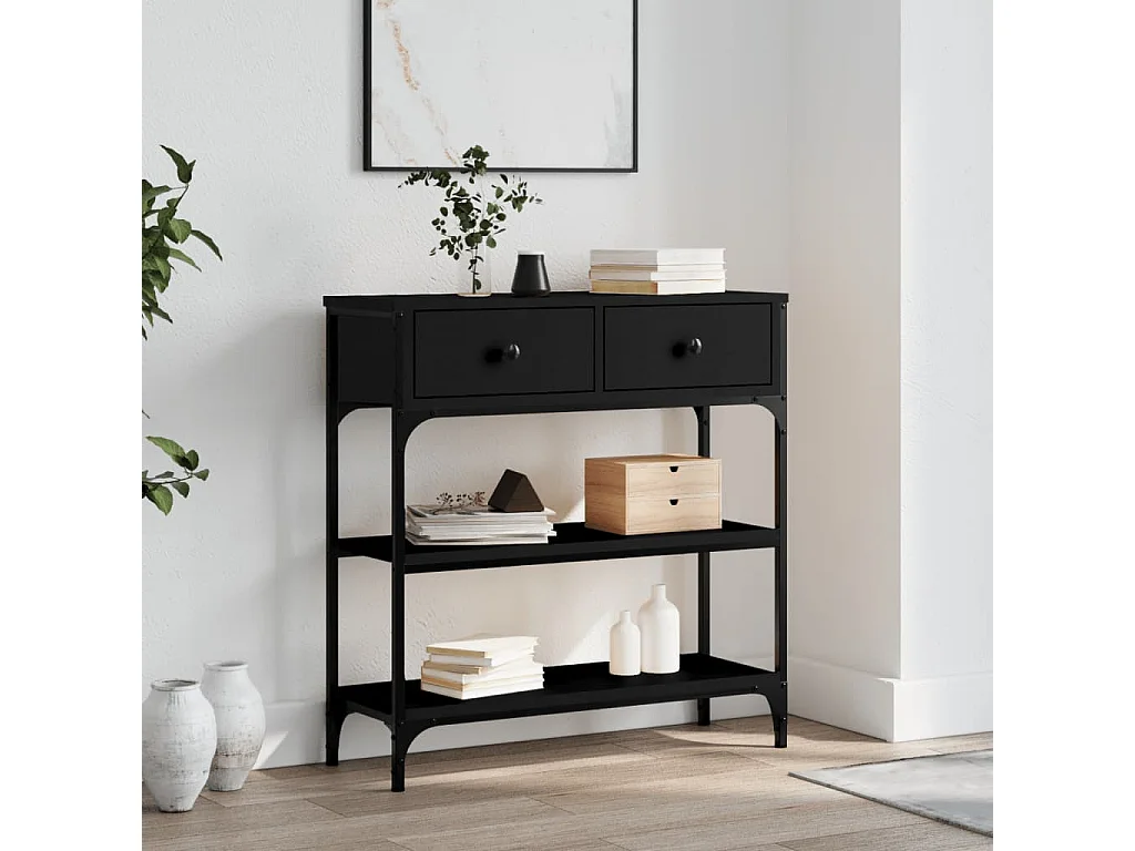 Table console noir 72,5x25x75 cm bois d'ingénierie FR48145