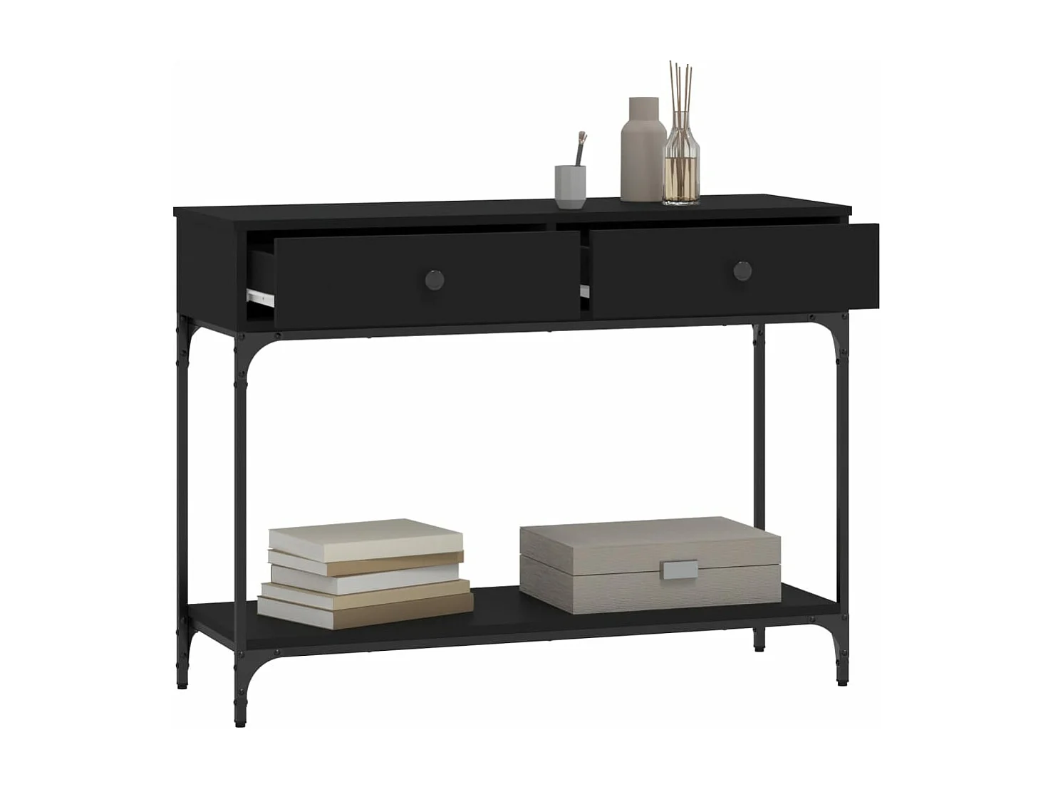 Table console noir 100x34,5x75 cm bois d'ingénierie FR56742