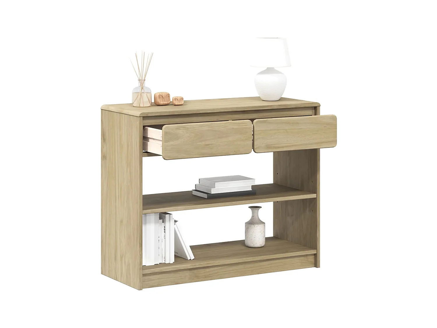Table console SAUDA chêne 89,5x36,5x73 cm bois de pin massif FR77859