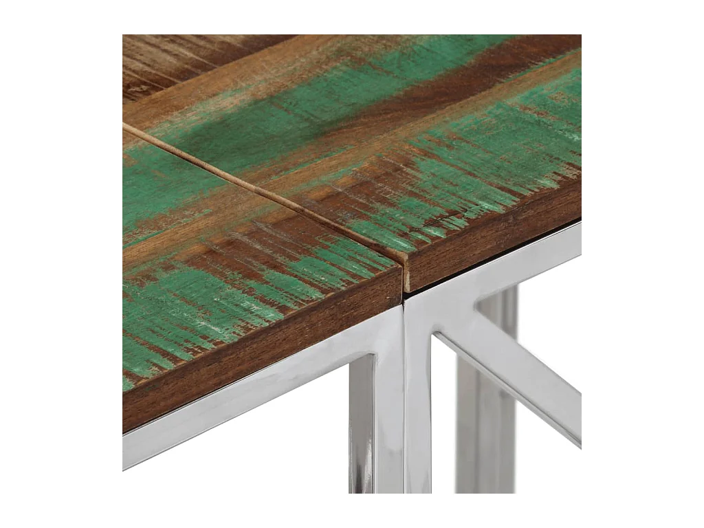 Mesa consola acero inoxidable madera maciza reciclada plateada ES783156