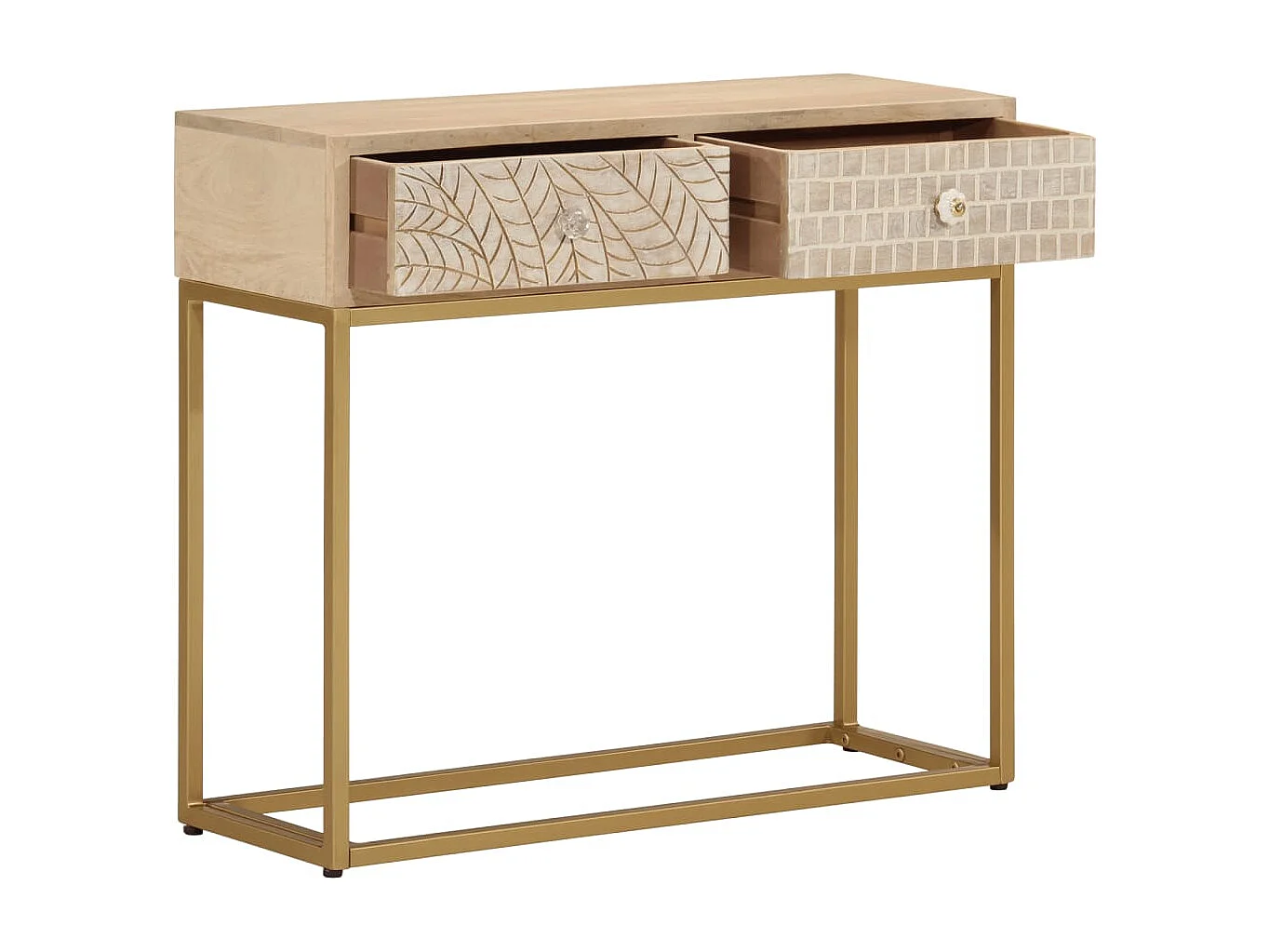 Table console 90x30x76 cm bois massif de manguier et fer FR58652