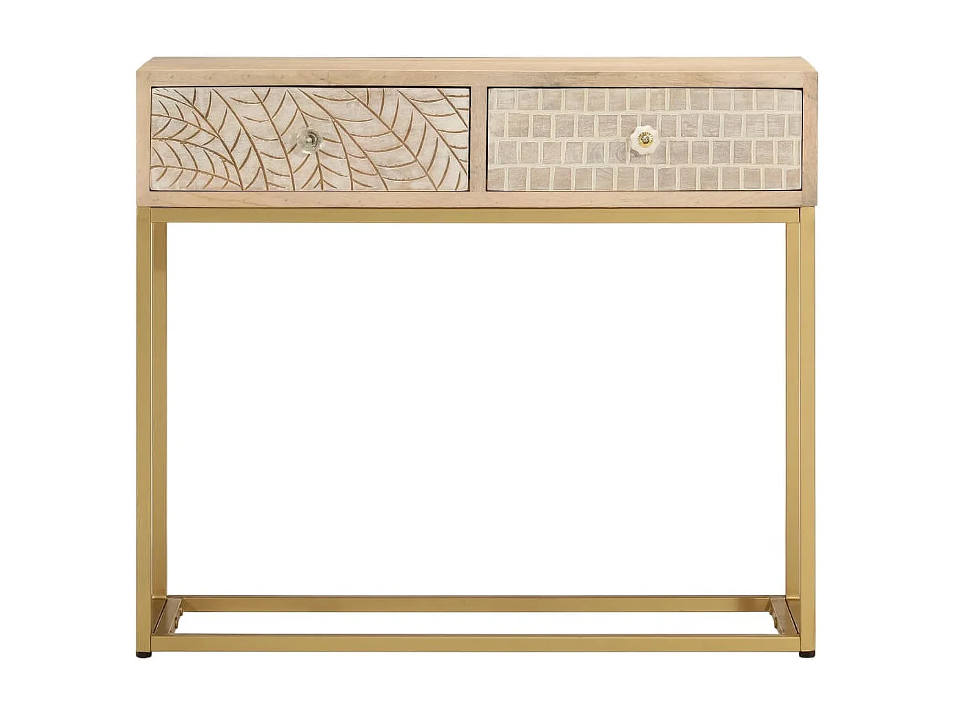 Table console 90x30x76 cm bois massif de manguier et fer FR58652