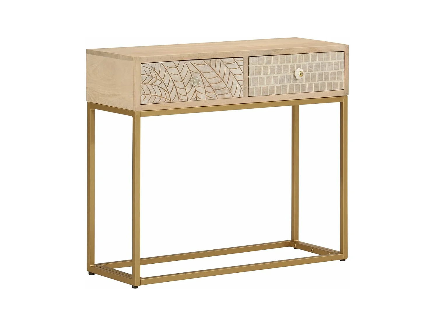 Table console 90x30x76 cm bois massif de manguier et fer FR58652