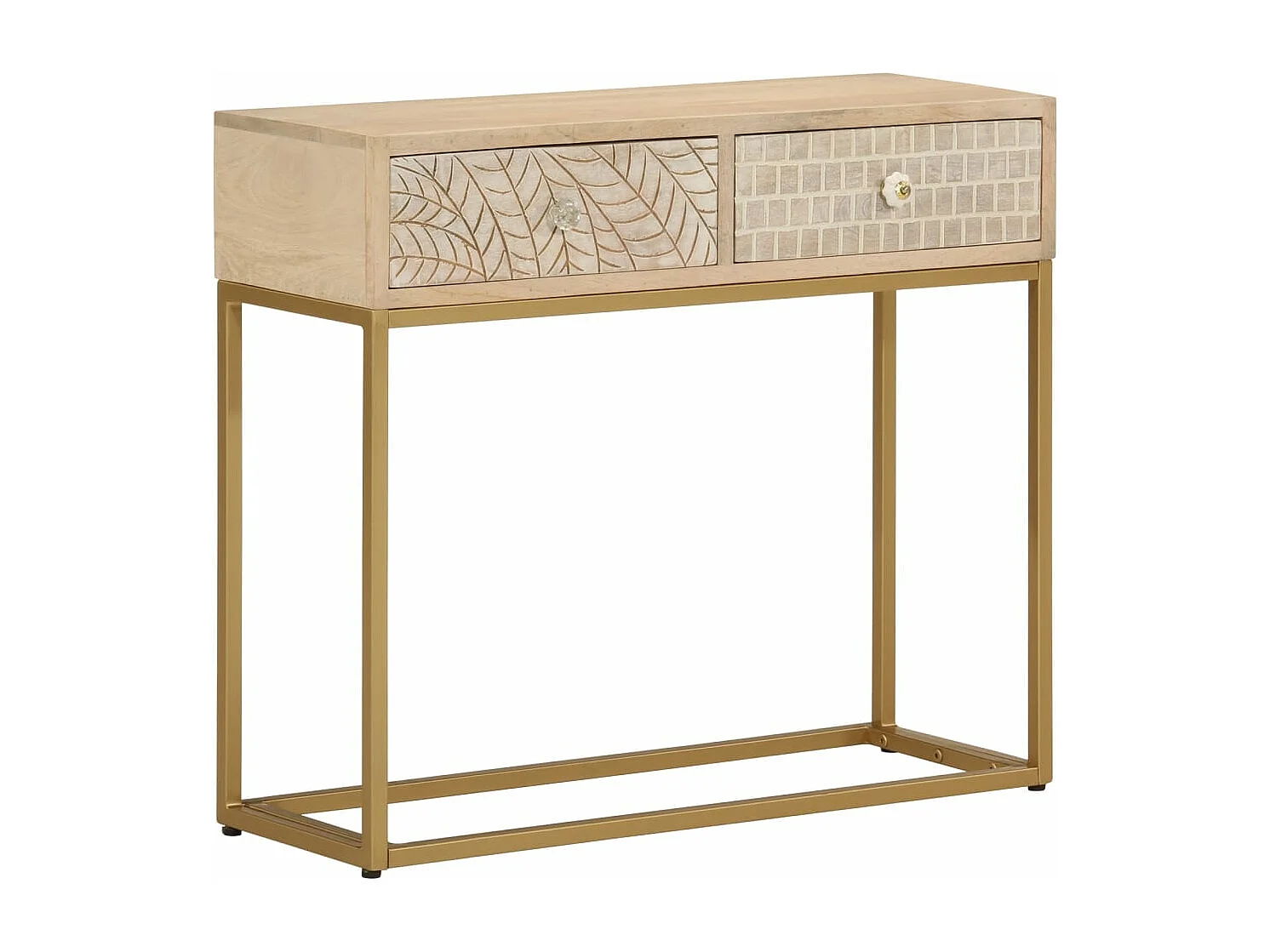 Table console 90x30x76 cm bois massif de manguier et fer FR58652