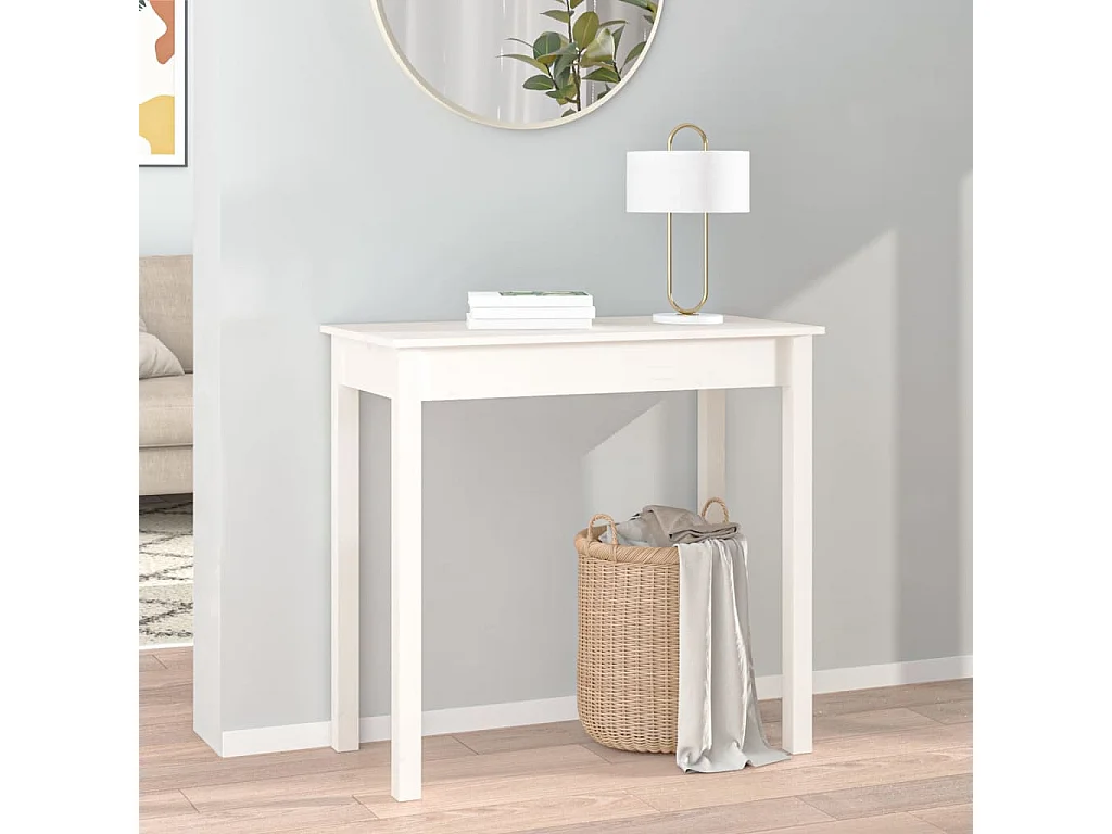 Table console Blanc 80x40x75 cm Bois massif de pin FR87962