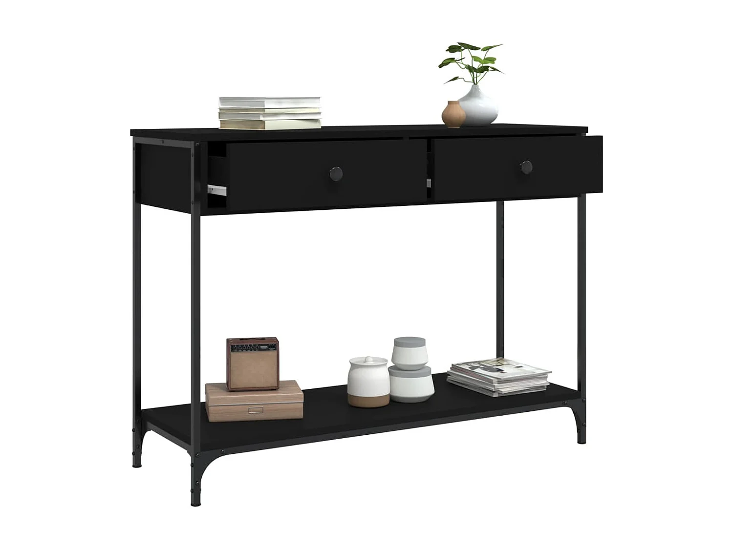 Mesa consola 100x34,5x75 cm derivados de madeira preto PT602129