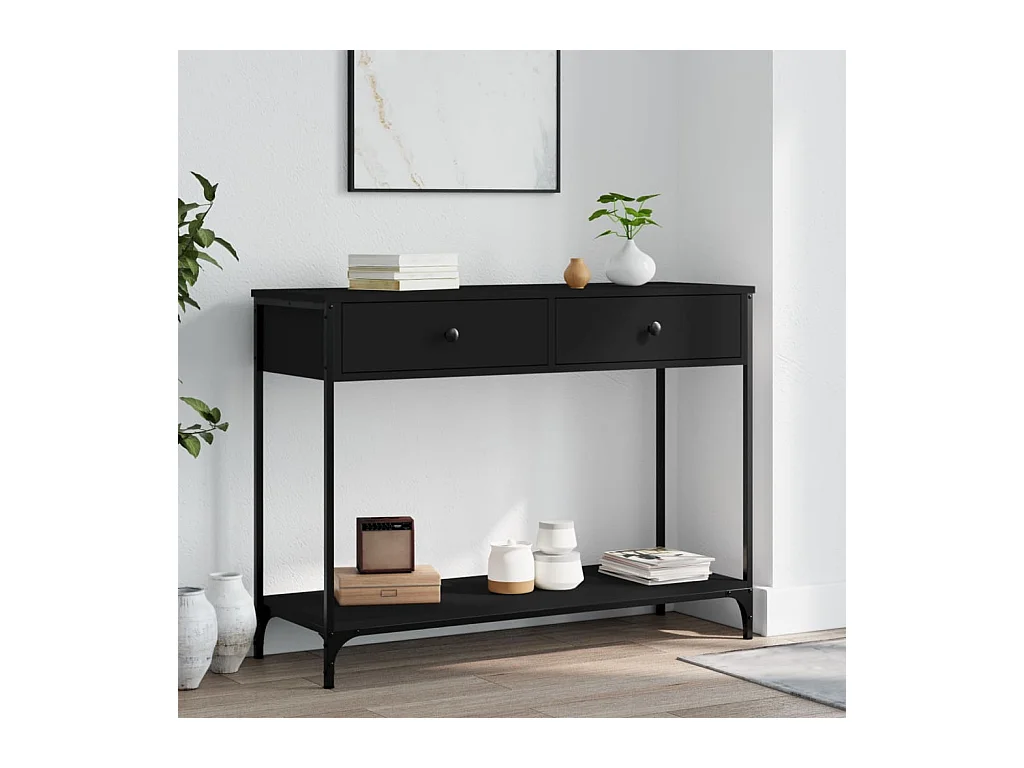 Table console noir 100x34,5x75 cm bois d'ingénierie FR31311