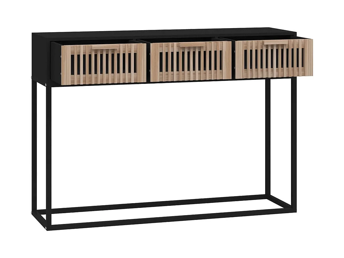 Table console noir 105x30x75 cm bois d'ingénierie et fer FR95421