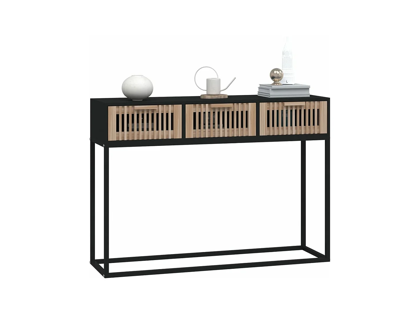 Table console noir 105x30x75 cm bois d'ingénierie et fer FR95421