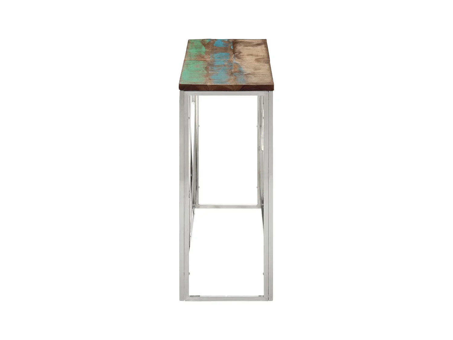 Mesa consola acero inoxidable madera maciza reciclada plateada ES695502
