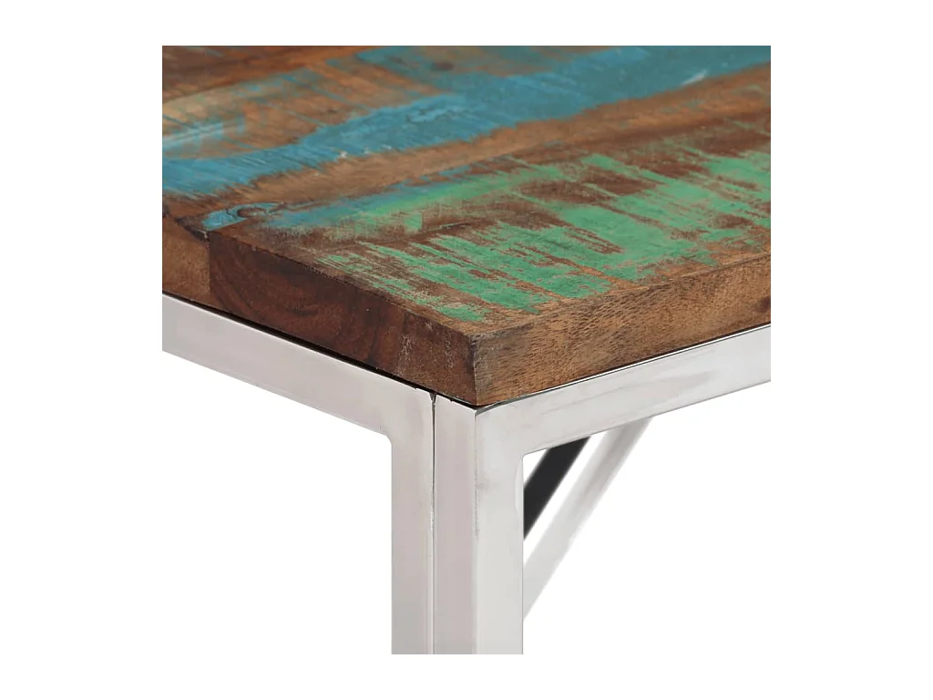 Mesa consola acero inoxidable madera maciza reciclada plateada ES695502