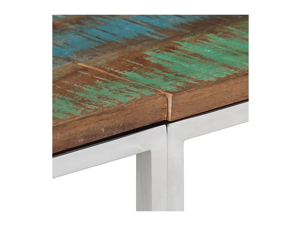 Mesa consola acero inoxidable madera maciza reciclada plateada ES695502
