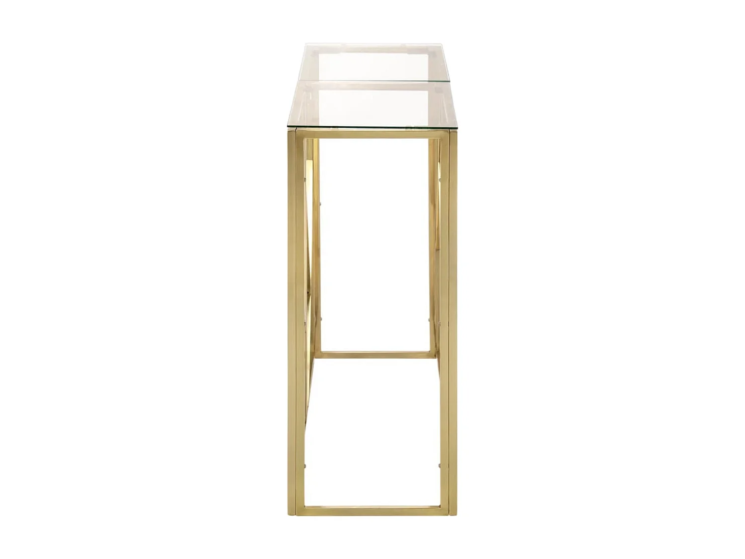 Table console doré acier inoxydable et verre trempé FR53277