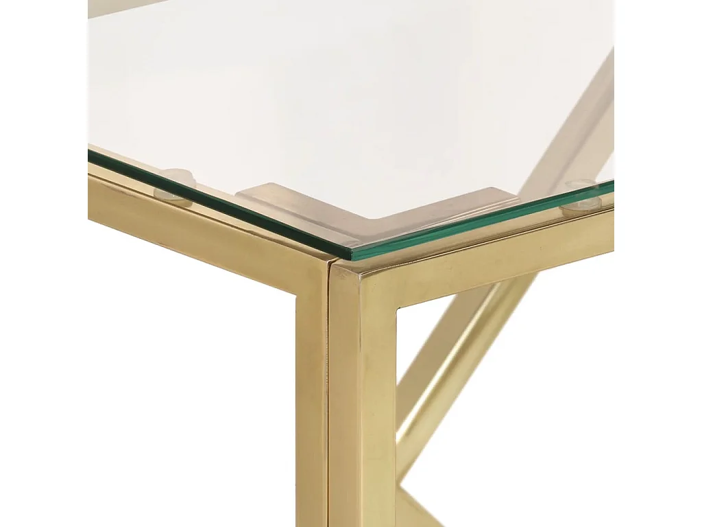 Table console doré acier inoxydable et verre trempé FR53277