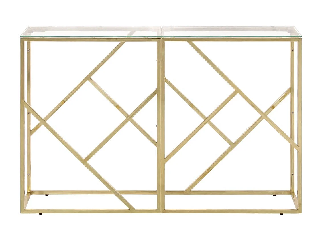 Mesa consola acero inoxidable dorado y vidrio templado ES500597