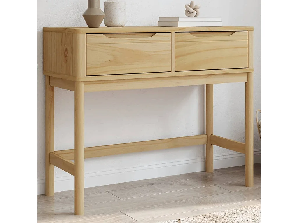 Wandtafel FLORO 89,5x36,5x73 cm massief grenenhout wasbruin BE849517