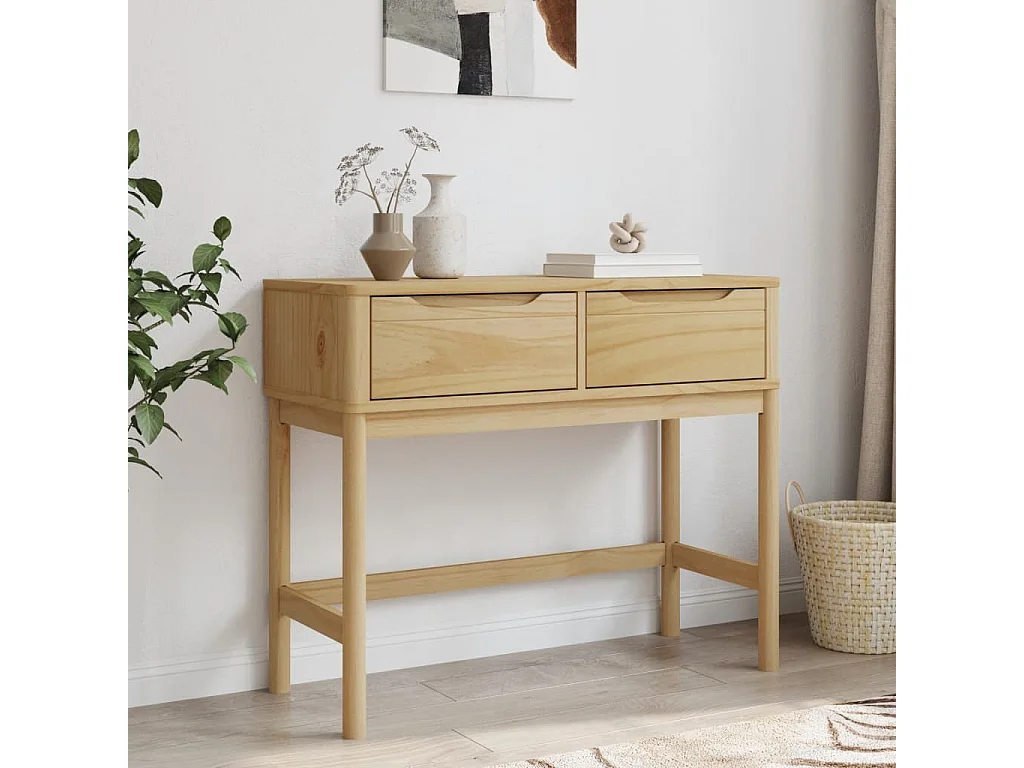 Wandtafel FLORO 89,5x36,5x73 cm massief grenenhout wasbruin BE849517