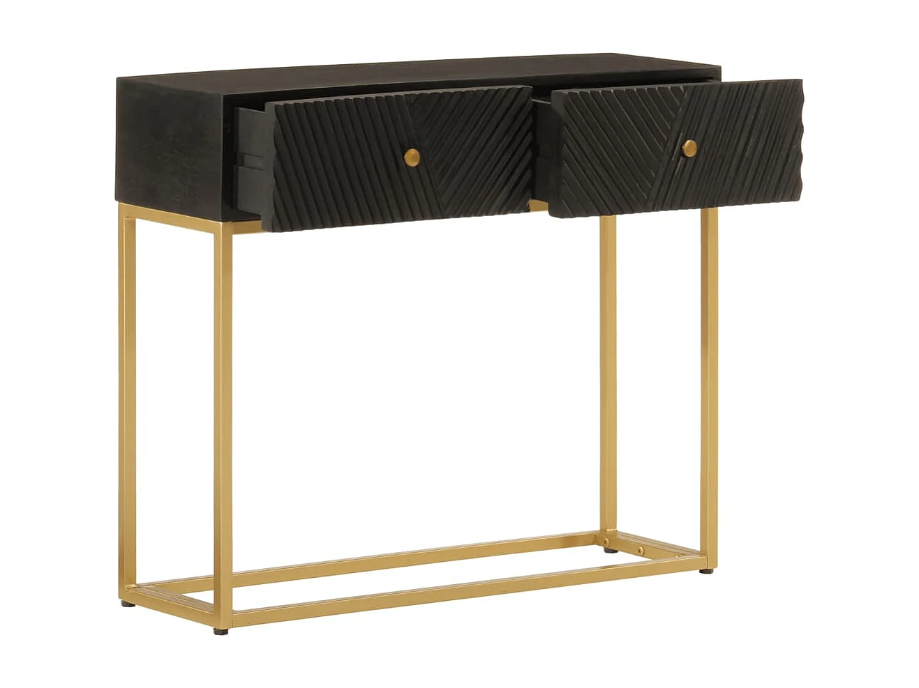 Table console noir 90x30x76 cm bois massif de manguier et fer FR48762