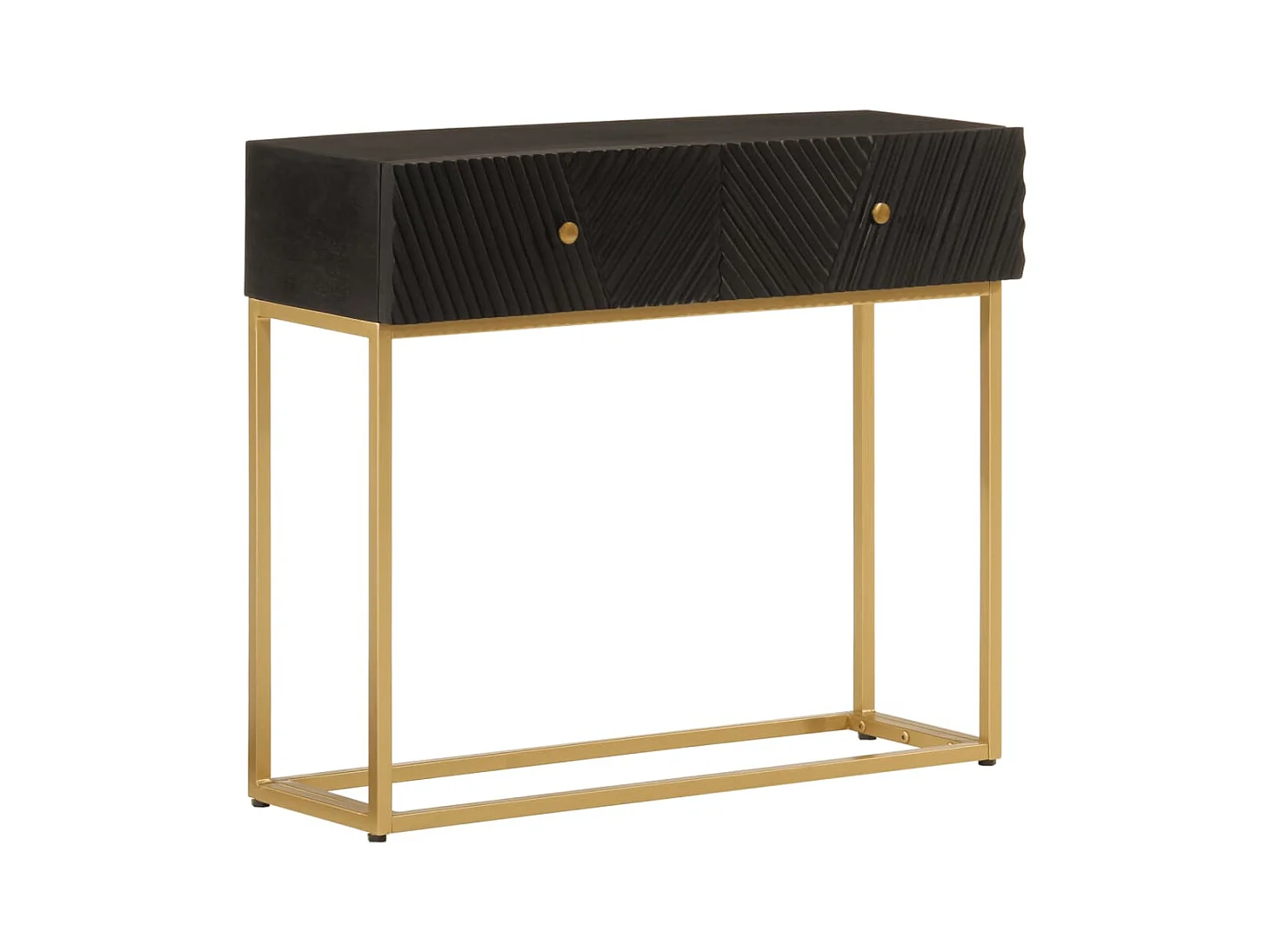 Mesa consola madera maciza de mango y hierro negro 90x30x76 cm ES363134
