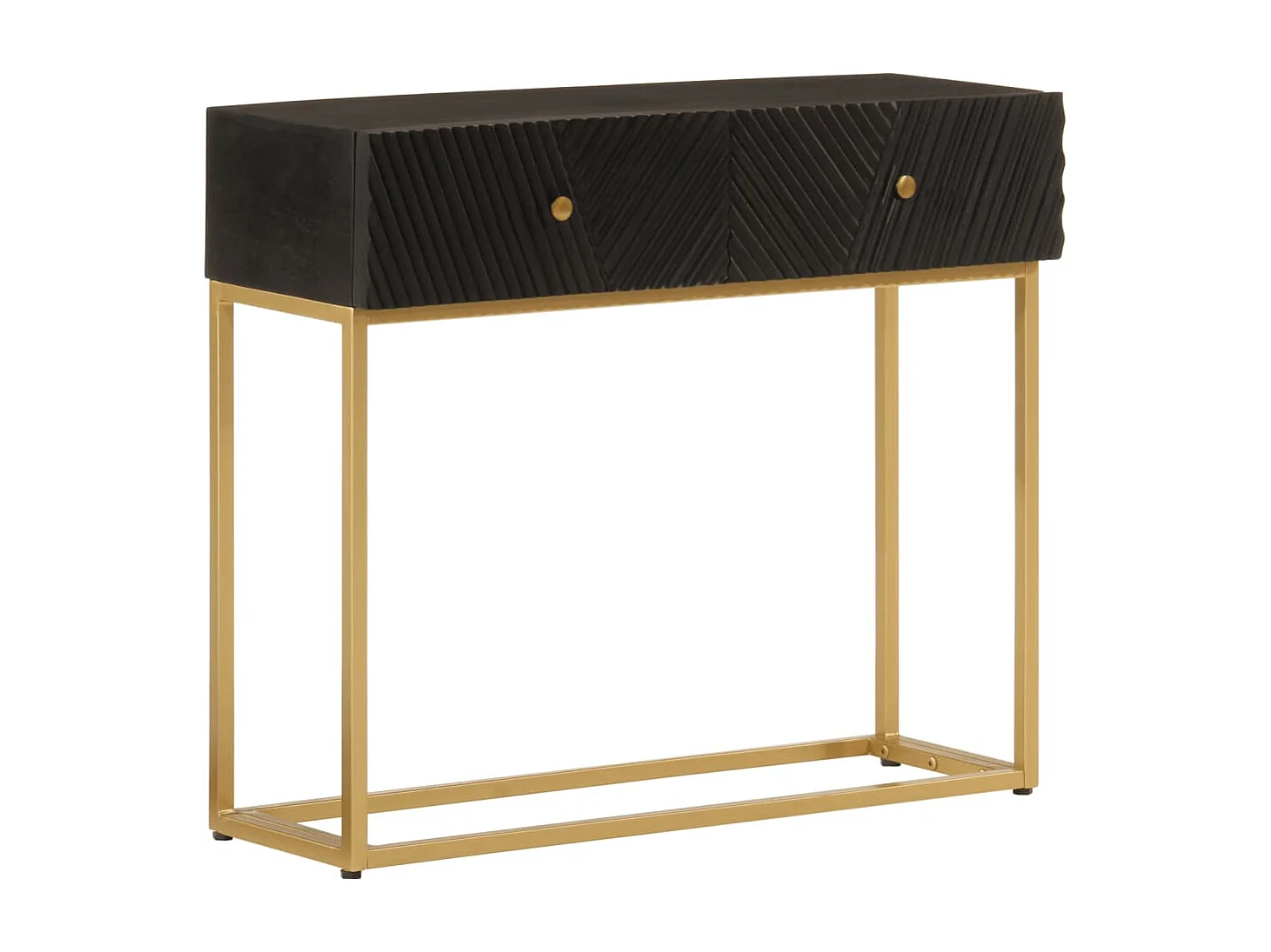 Table console noir 90x30x76 cm bois massif de manguier et fer FR48762