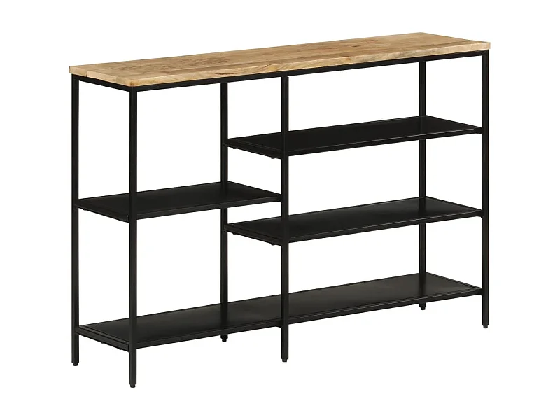 Mesa consola madera maciza mango rugosa y hierro 110x30x75 cm ES845957