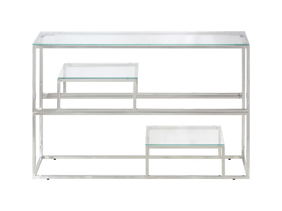 Mesa consola acero inoxidable plateado y vidrio templado ES651219