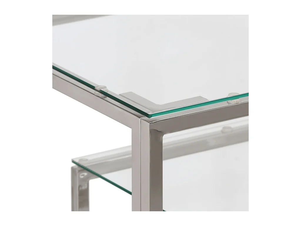 Mesa consola acero inoxidable plateado y vidrio templado ES651219