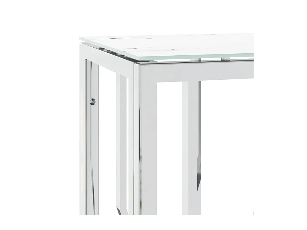 Table console argenté 70x30x70 cm acier inoxydable et verre FR26237