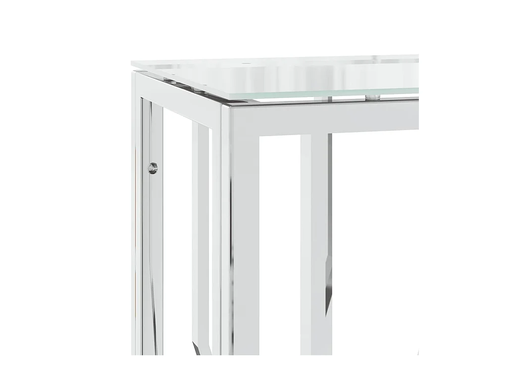 Table console 70x30x70 cm acier inoxydable et verre FR84994
