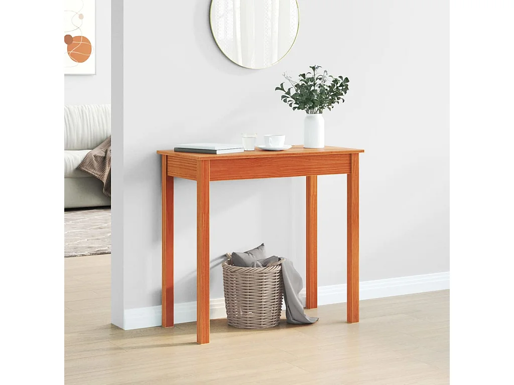 Table console marron miel 80x40x75 cm bois massif de pin FR22630