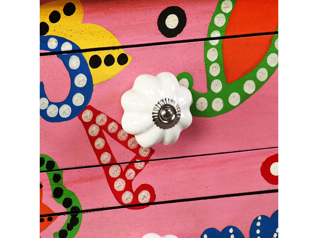 Table console Bois de manguier massif Rose Peint à la main FR36239