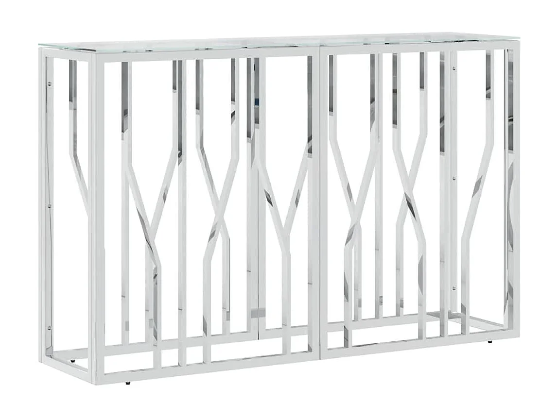 Table console 110x30x70 cm acier inoxydable et verre FR12872