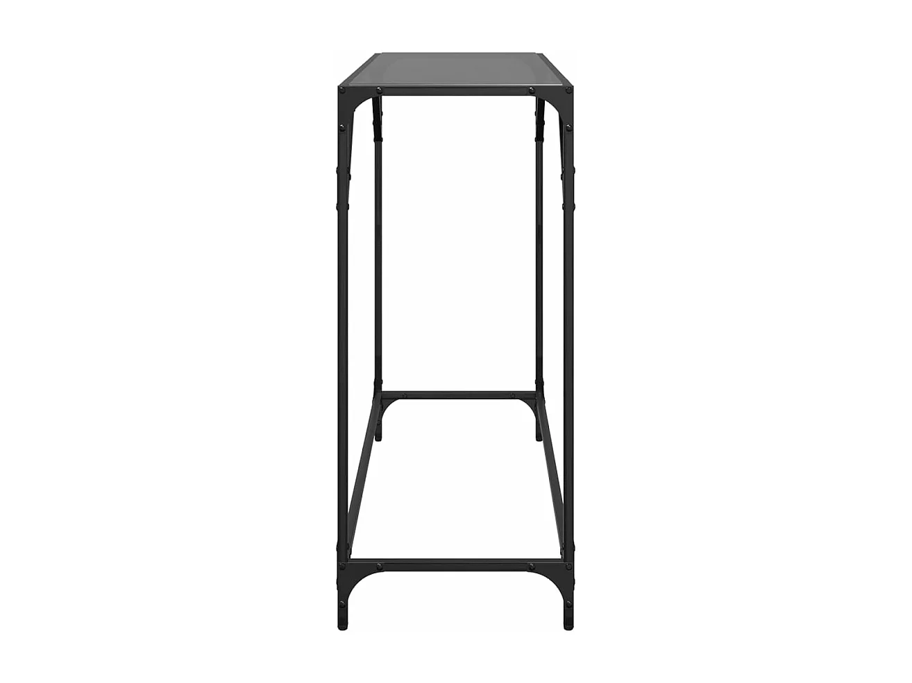 Table console avec dessus en verre noir 98x35x81 cm acier FR82708